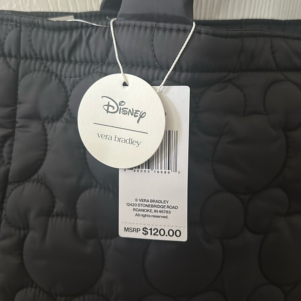 Disney Vera Bradley Mickey Mouse Original Tote Bag Moonless Night Mouse Ears NWT